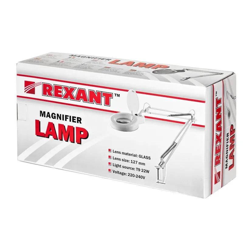 Лупа на струбцине круглая 8D с подсветкой, ø127мм, белая REXANT - Фото 4