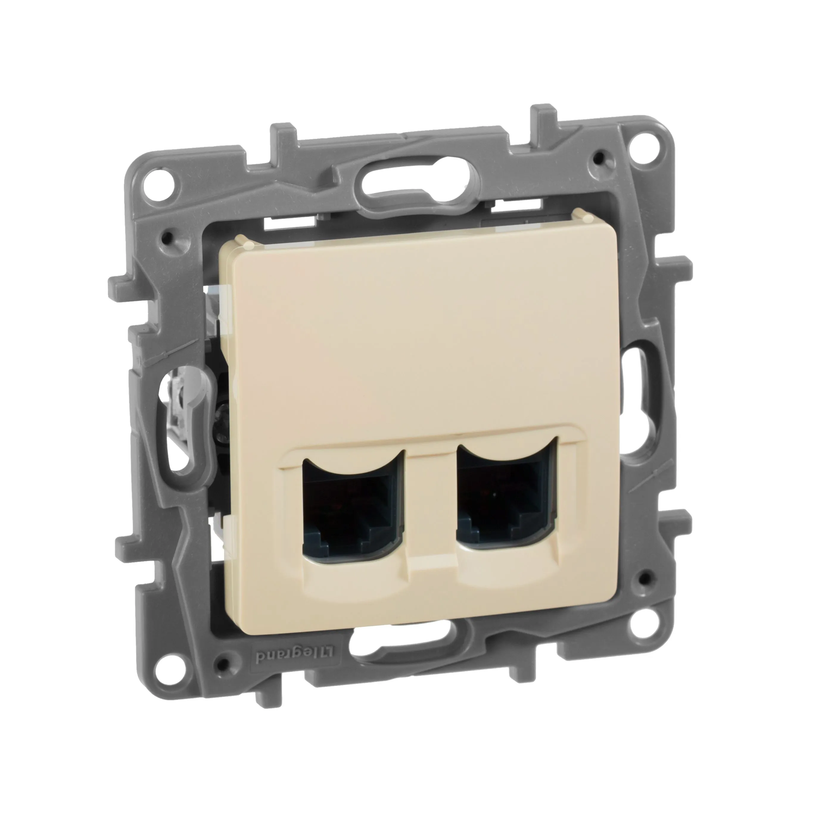 ETIKA Розетка компьютерная двойная RJ45 категория 5Е UTP слоновая кость 672355