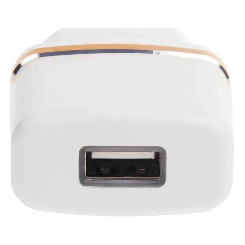 Сетевое зарядное устройство USB (СЗУ) (5 V, 2100 mA) белое с золотой полоской REXANT - Фото 2