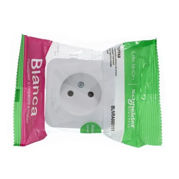 Розетка 1-м ОП Blanca 16А IP20 250В без заземл. без защ. шторок с изолир. пластиной бел. SE BLNRA000111 - Фото 2