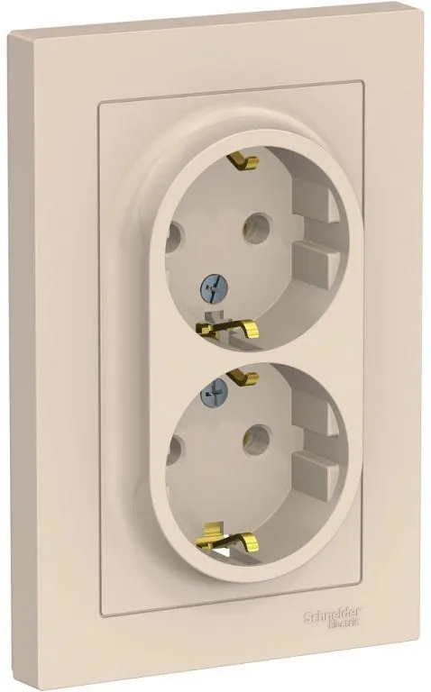 Розетка 2-м СП AtlasDesign 16А IP20 с заземл. в сборе беж. SE ATN000224
