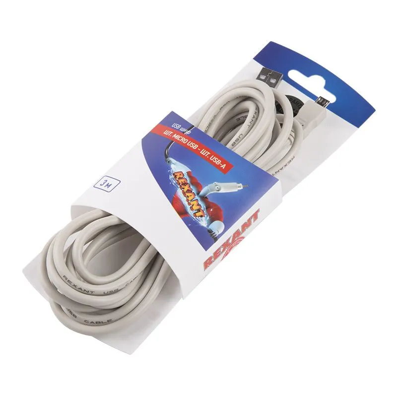 Шнур  шт. micro USB - шт. USB-A  3M  REXANT - Фото 2