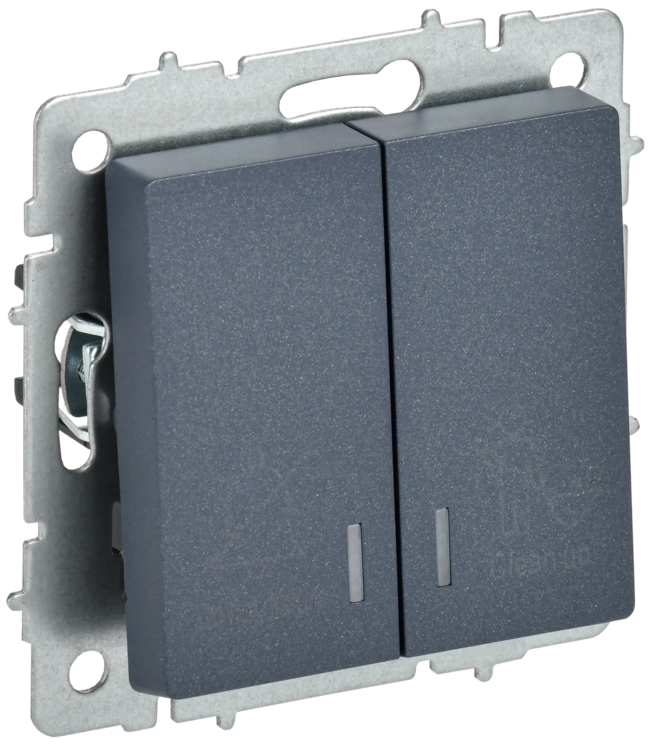 BRITE Выключатель 2-клавишный с индикацией для отелей 10А ВС10-2-9-БрМ маренго IEK