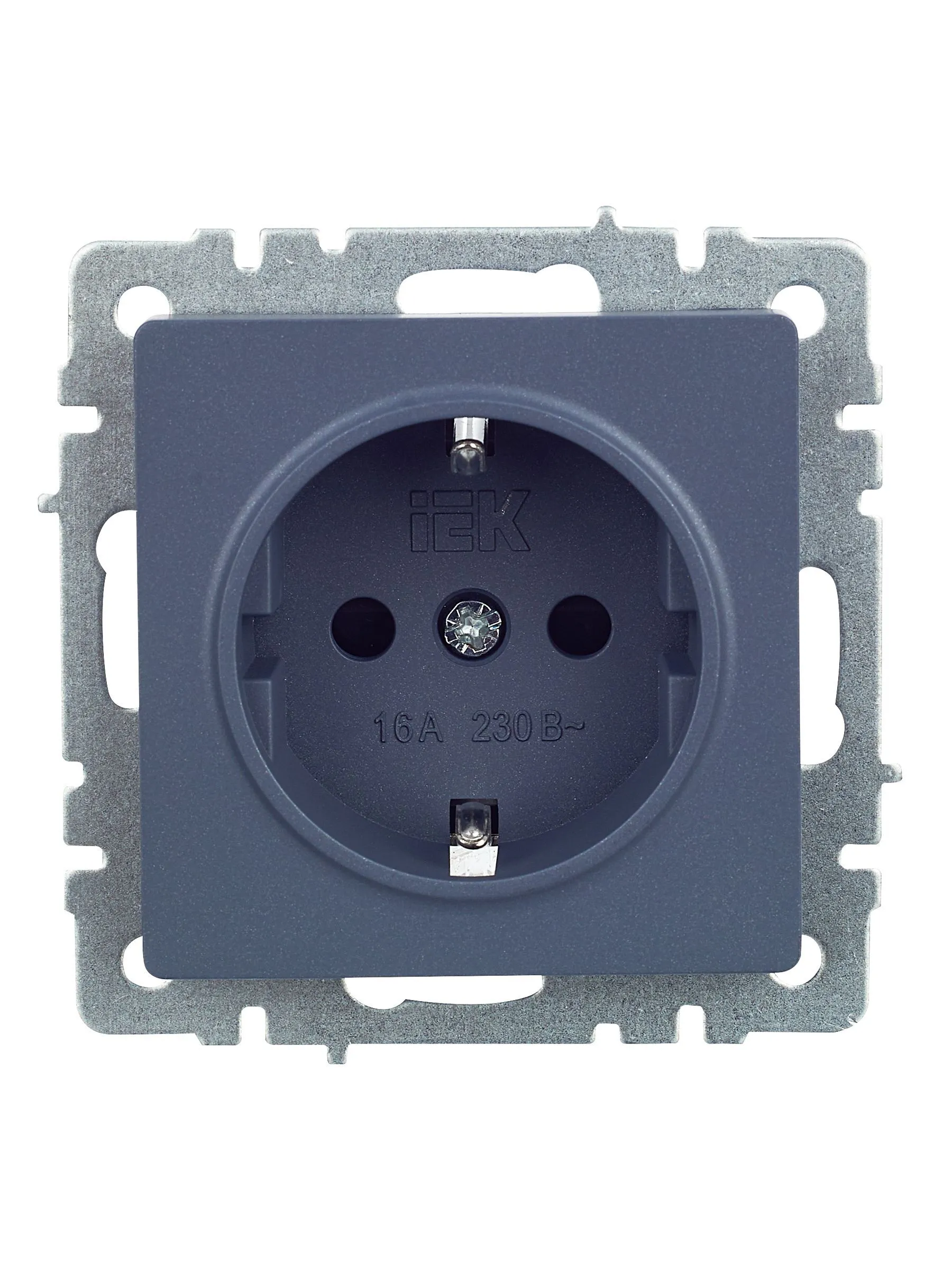 BRITE Розетка 1-местная с заземлением с защитными шторками 16А РС14-1-0-БрМ маренго IEK - Фото 8