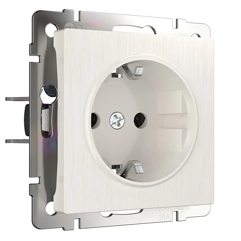 Розетка с заземлением (перламутровый рифленый) Werkel