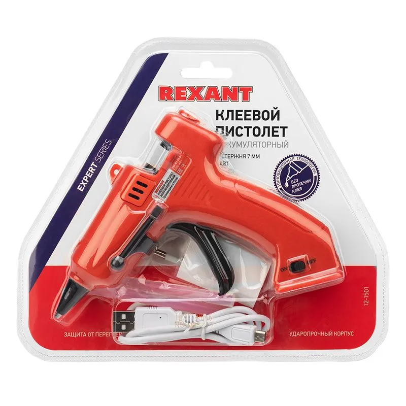 Пистолет клеевой, 10Вт, Ø7мм, ЭКСПЕРТ, аккумуляторный, блистер REXANT - Фото 3