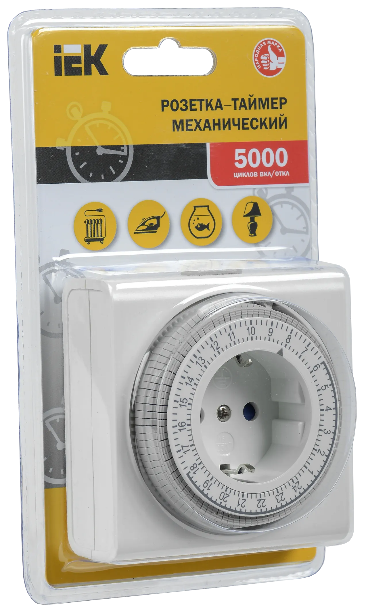 Розетка-таймер механический РТМ-3 15мин 24ч 96on/off 16А IP20 IEK - Фото 2