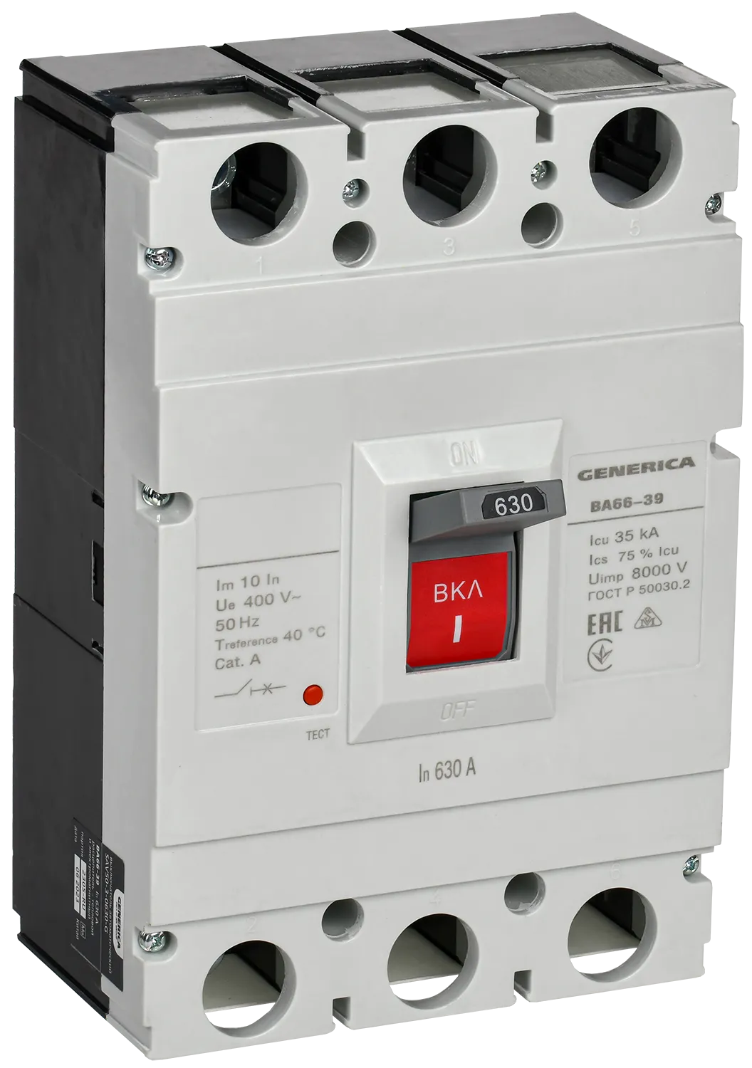 Выключатель автоматический ВА66-39 3Р 630А 35кА GENERICA SAV50-3-0630-G