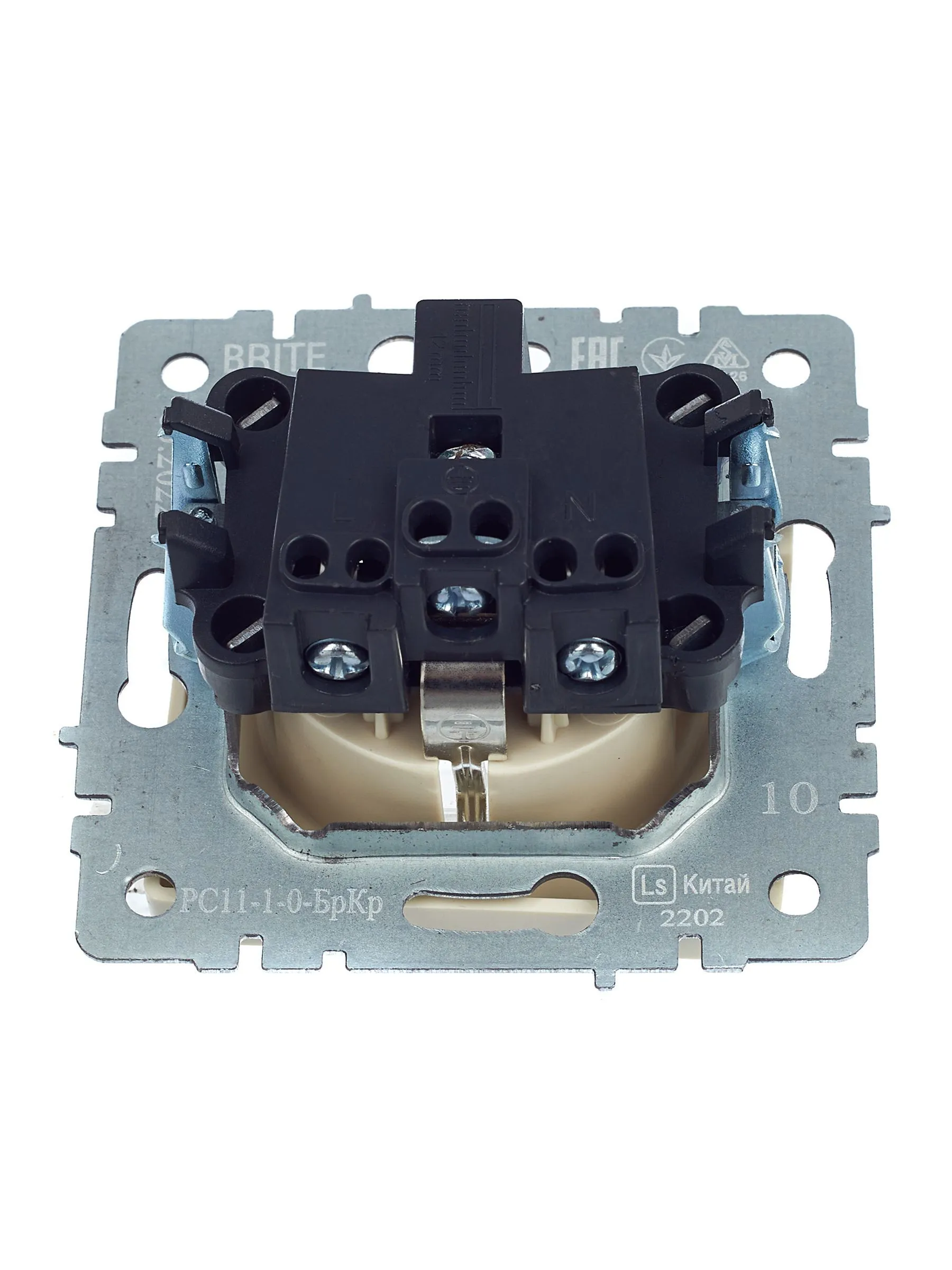 BRITE Розетка 1-местная с заземлением без защитных шторок 16А РС11-1-0-БрКр бежевый IEK - Фото 5