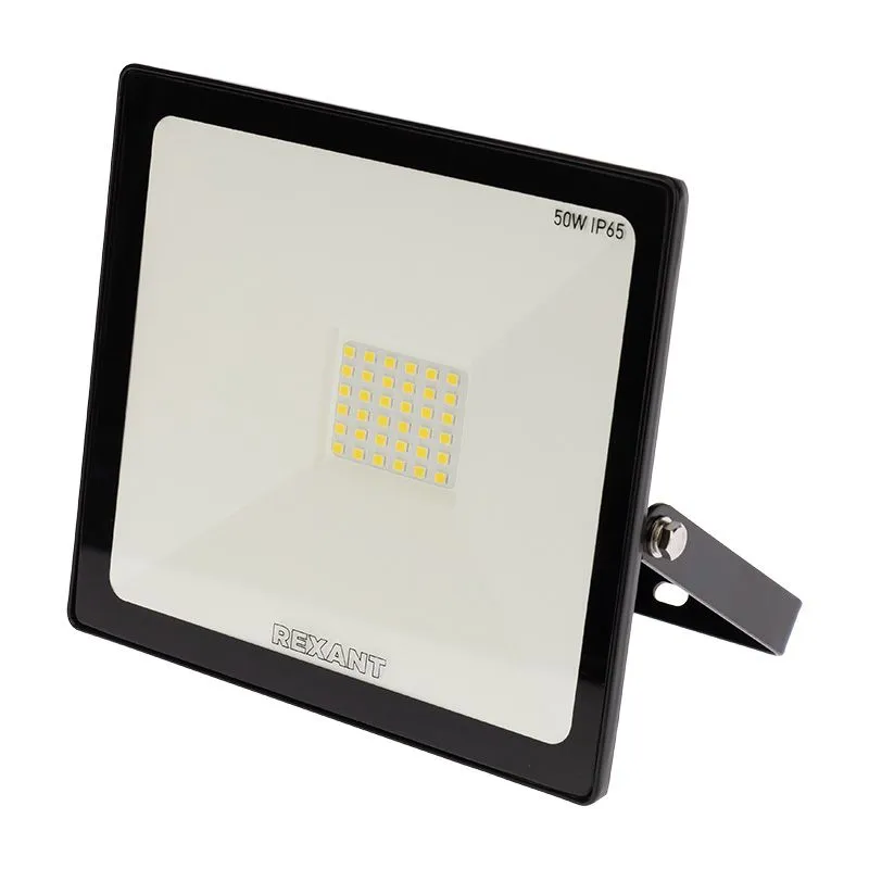 Прожектор светодиодный СДО 50Вт 4000Лм 6500К холодный свет, черный корпус REXANT 605-004