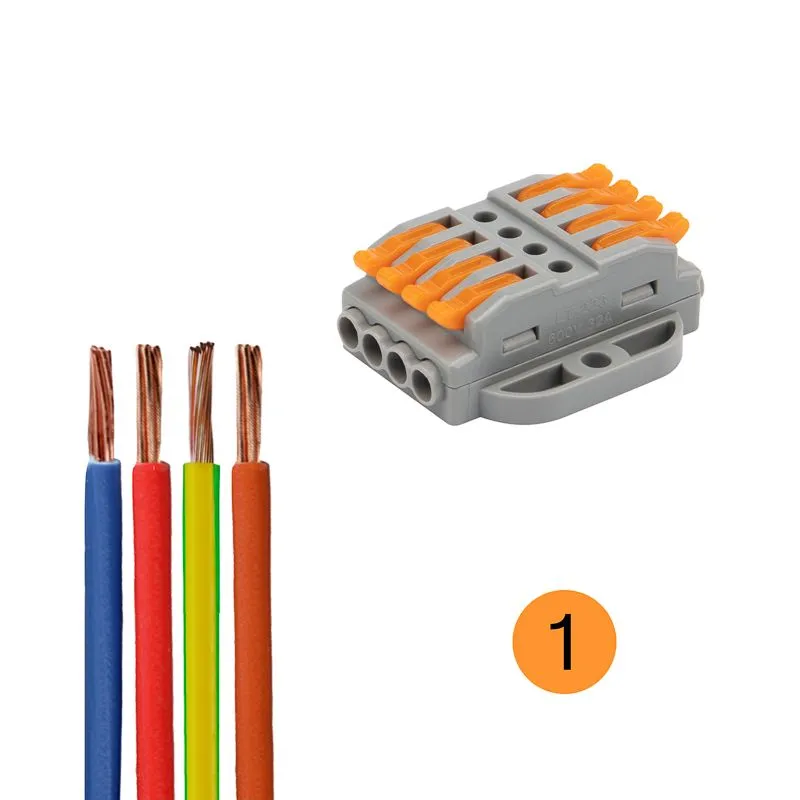 Клемма СМК 222-425P проходная 5 полюсов, с монтажной площадкой (0,08-4 мм²), серая (20 шт./уп.) REXANT - Фото 4