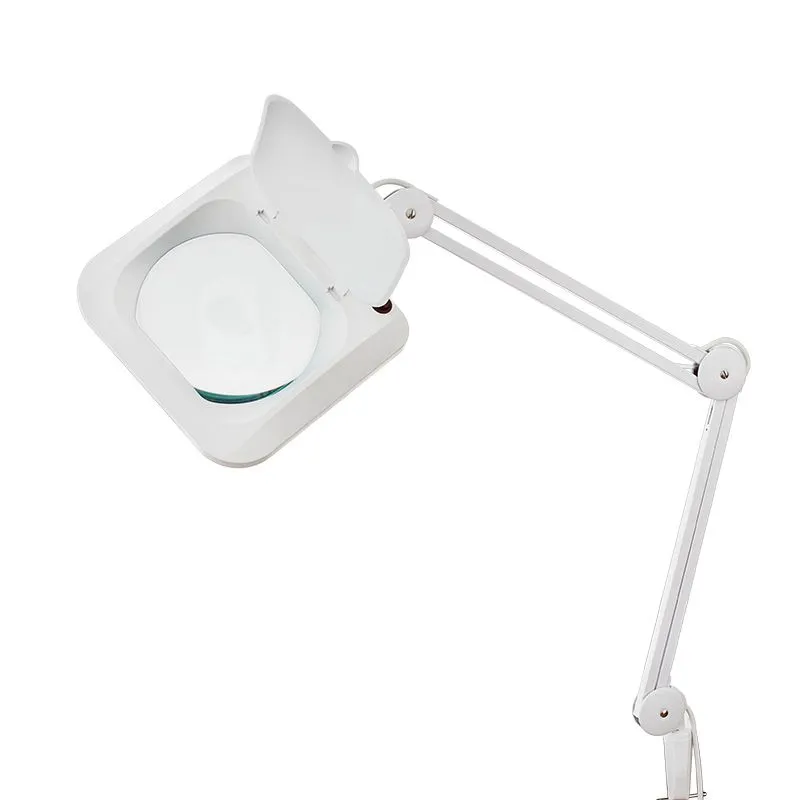 Лупа на струбцине квадратная 5D с подсветкой и крышкой, 150х180мм, белая (6020,ВО) REXANT