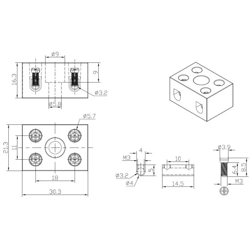 Клемма керамическая винтовая КВ 4 мм² 2 пары контактов с крепежным отверстием (100 шт./уп.) REXANT - Фото 5