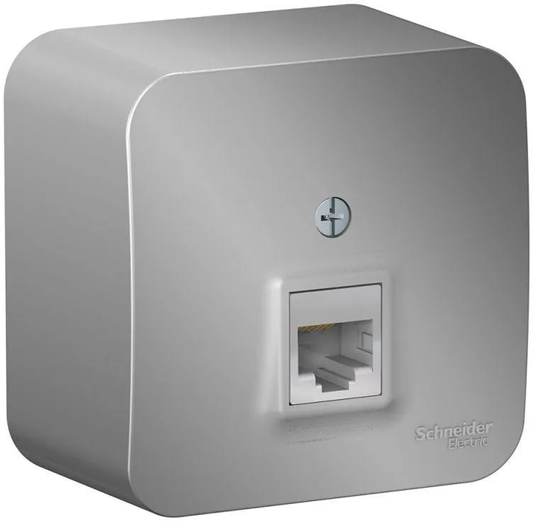 Розетка компьютерная 1-м ОП Blanca RJ45 кат.5E с изолир. пластиной алюм. SE BLNIA045003