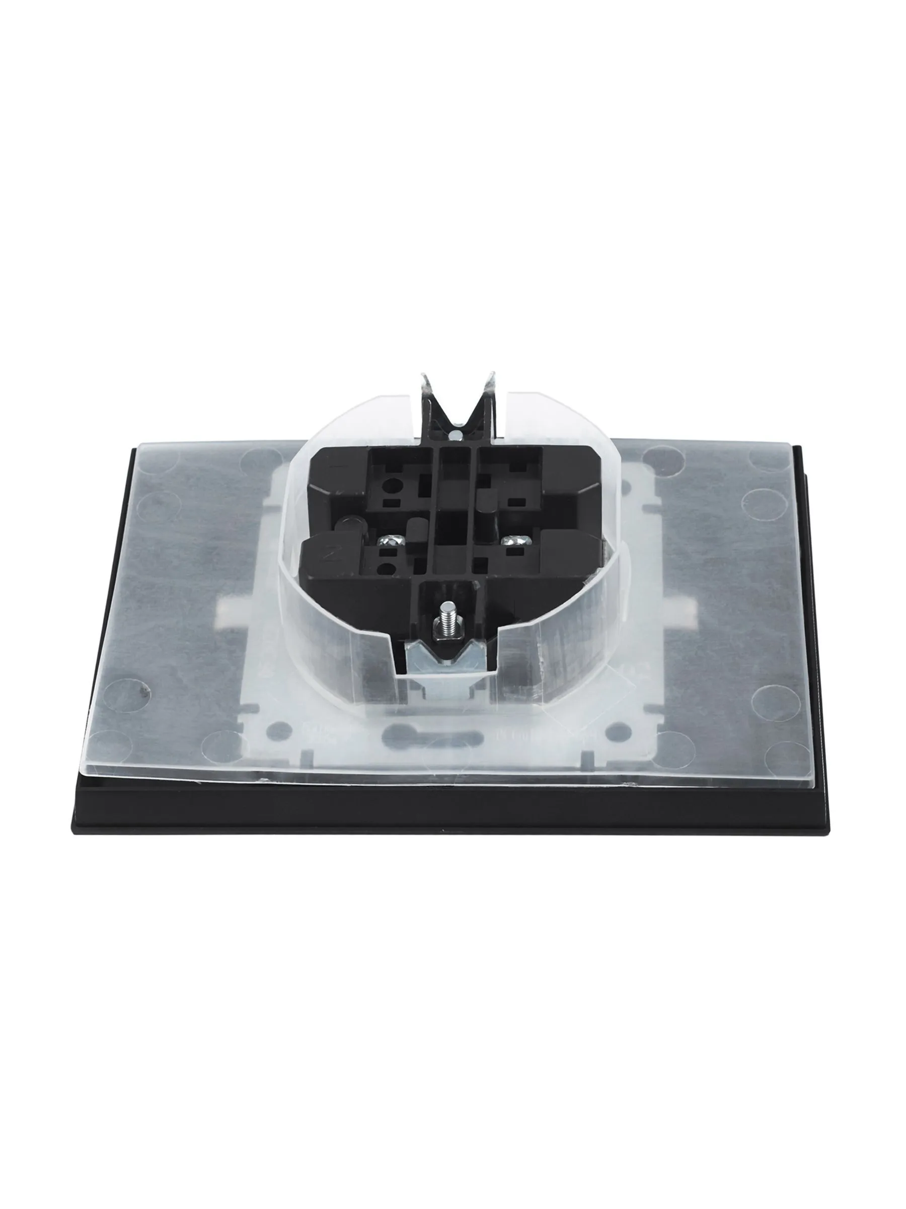 BRITE Розетка 2-местная с заземлением с защитными шторками и крышкой 16А в сборе IP44 РСбш12-3-44-БрЧ черный IEK - Фото 3