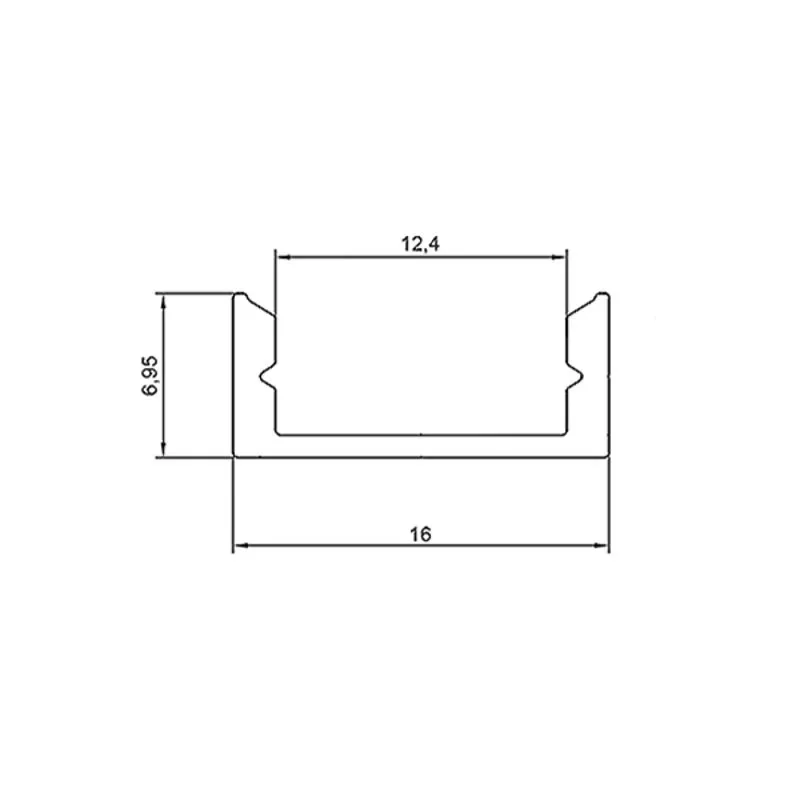 Профиль алюминиевый накладной 16х7 мм 2 м (заказывать отдельно рассеиватель 146-250, заглушки 146-20 - Фото 2