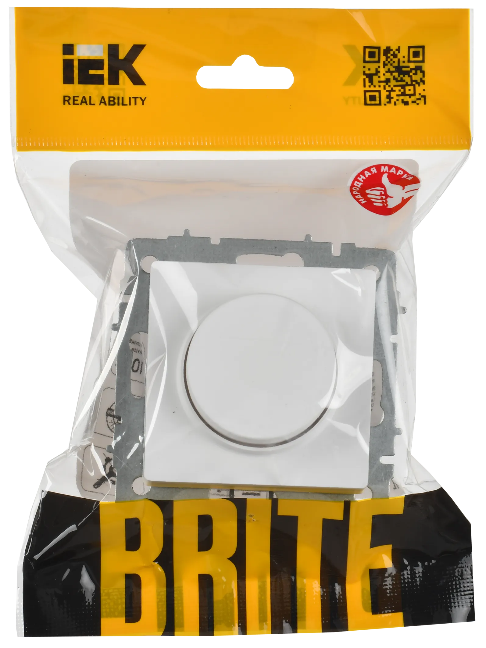 BRITE Светорегулятор поворотно-нажимной 600Вт СС10-1-0-БрАБ арктический белый IEK - Фото 2