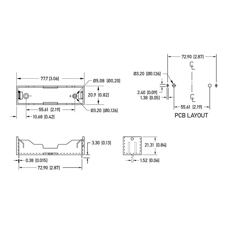 Отсек батарейный Li-ion, 1x18650 (на плату), 5 штук - Фото 5