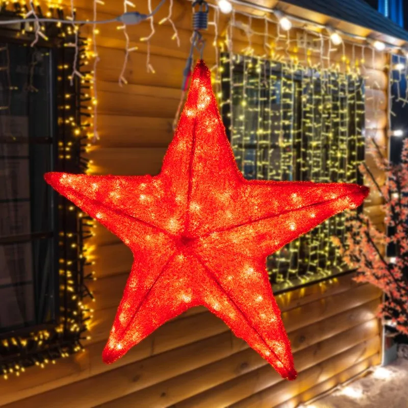 Акриловая светодиодная фигура Звезда 80 см, 210 светодиодов, красная NEON-NIGHT - Фото 2