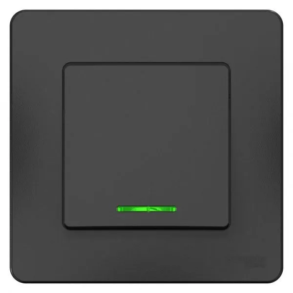 Переключатель проходной 1-кл. СП Blanca 10А IP20 (сх. 6) 250В с подсветкой антрацит SE BLNVS010616