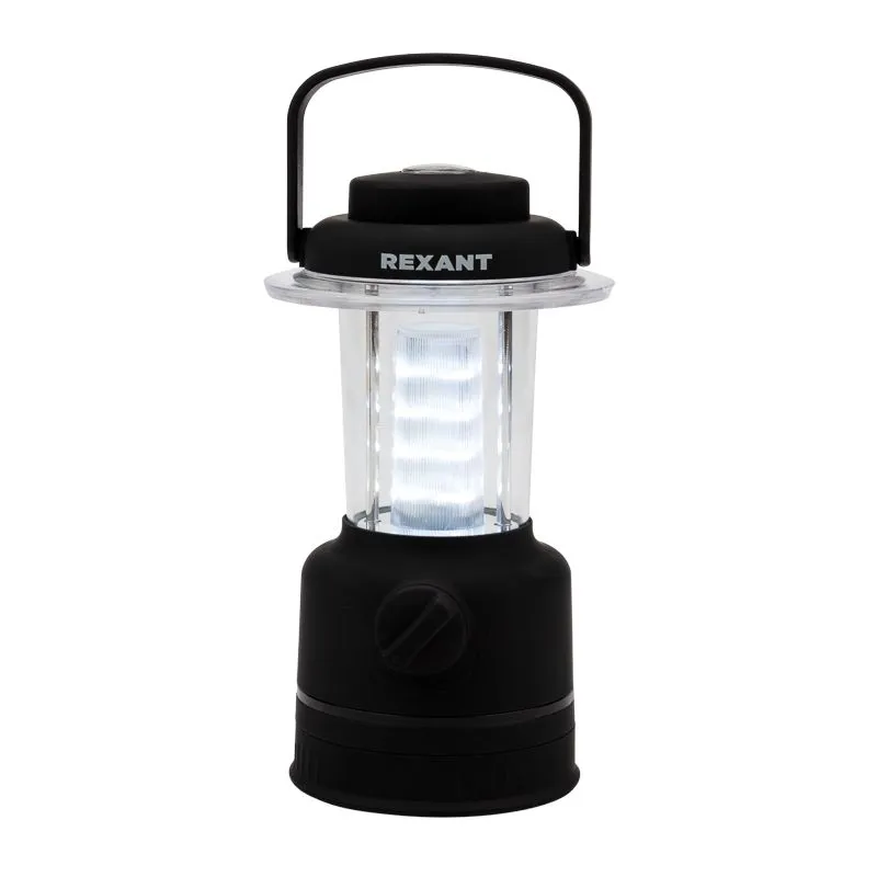 Фонарь кемпинговый с компасом, противоскользящий пластик «черный вельвет», складная петля для подвеса, регулировка яркости, 3хАА REXANT - Фото 4
