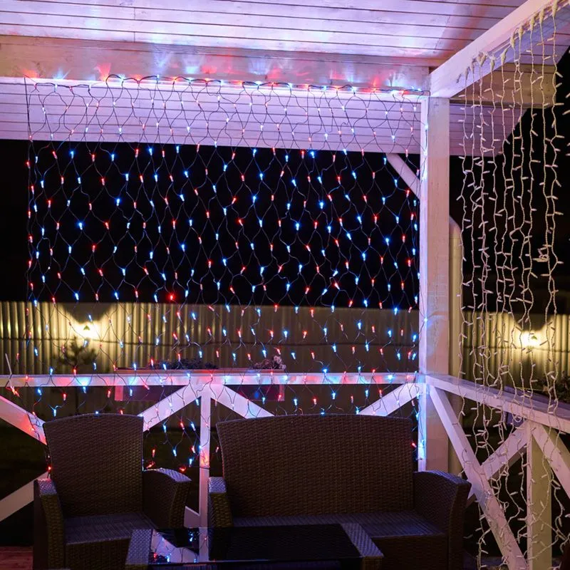 Гирлянда светодиодная Сеть 2,5х2,5м 432 LED КРАСНЫЙ/СИНИЙ черный ПВХ IP65 свечение с динамикой 230В контроллер в комплекте NEON-NIGHT - Фото 3