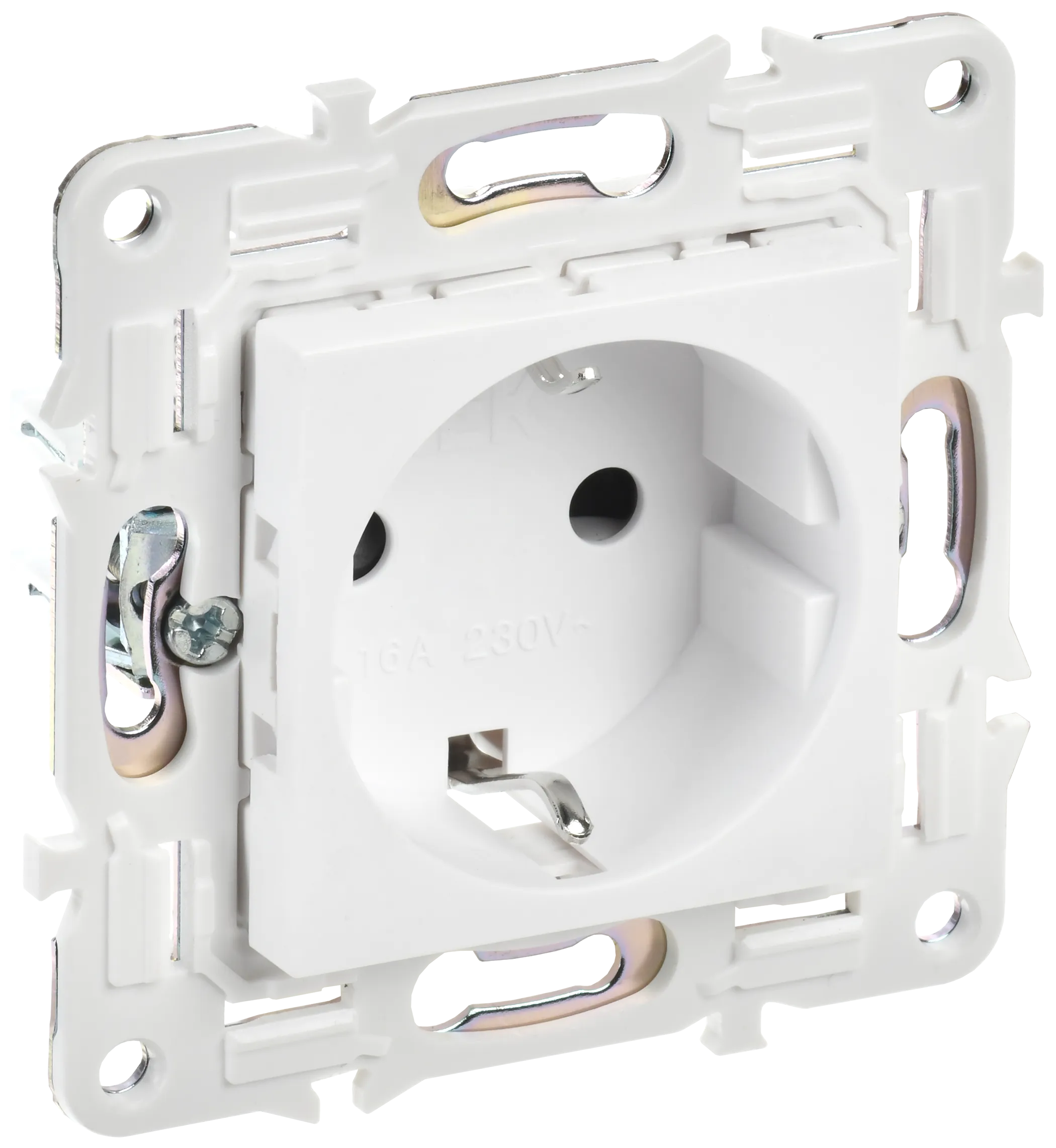 SKANDY Розетка с заземлением с защитными шторками 16А безвинтовое крепление SK-R06W арктический белый IEK SK-R14-16-1-K01