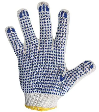 Перчатки х/б с нанесением ПВХ («Точка»), 4 нити, 63-65 г, 7,5 класс вязки 09-0212