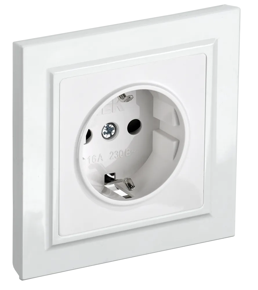 BRITE Розетка 1-местная с заземлением с защитными шторками 16А в сборе РСР14-1-0-БрБ белый IEK BR-R14-16-K01-F