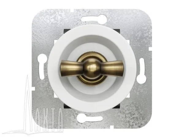 Выключатель на 4 положения, скрыт,уст,, цвет - белый/бронза Лахта "СенатЪ"