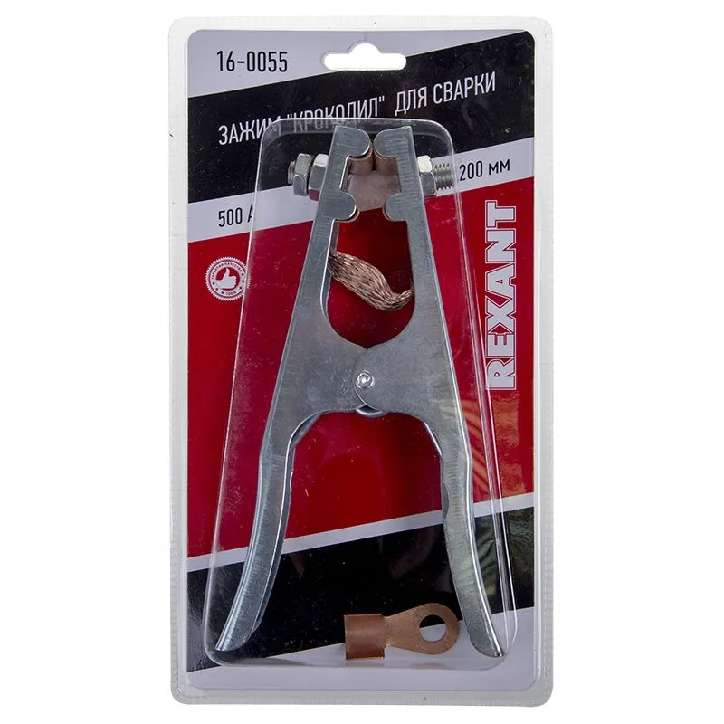 Клемма заземления типа «крокодил» 500 А 200 мм для сварки REXANT - Фото 4