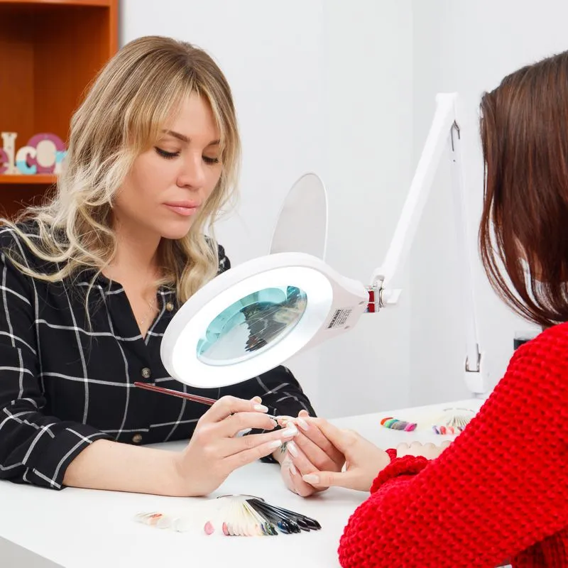 Лупа на струбцине круглая 5D с подсветкой 72 SMD, сенсорный регулятор яркости, ø152мм, белая REXANT - Фото 3