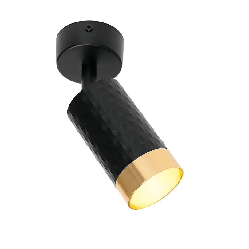 Накладной светильник WOLTA WSL-GU10/S10BG IP20 под лампу GU10 Чёрный/золото CELLA D60x170 1/50 - Фото 4