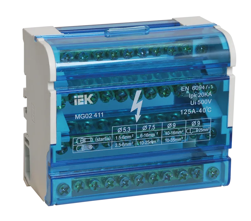 Шины на DIN-рейку в корпусе (кросс-модуль) ШНК 4х11 3L+PEN IEK