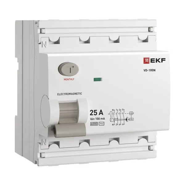 ВДТ ВД-100N 4P 25А 100мА AC эл-мех 6кА PROXIMA EKF
