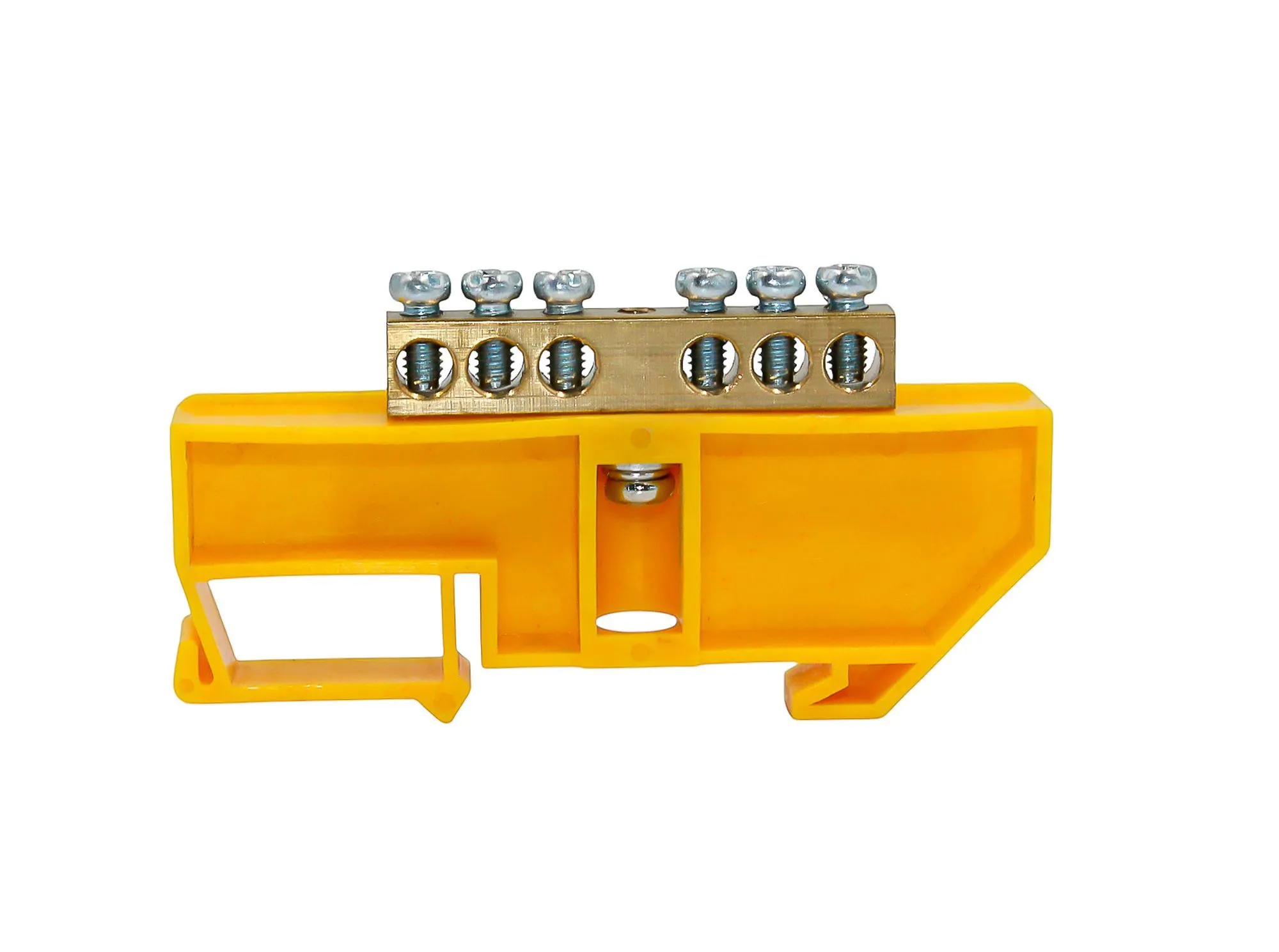 Шина PE "земля" на DIN-изоляторе ЖЕЛТЫЙ 6х9-6 DEKRON - Фото 2