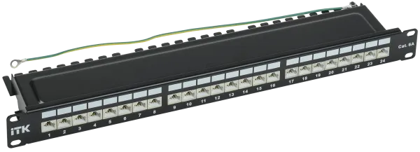 ITK 1U патч-панель кат. 6A STP 24 порта экранированная Dual IDC