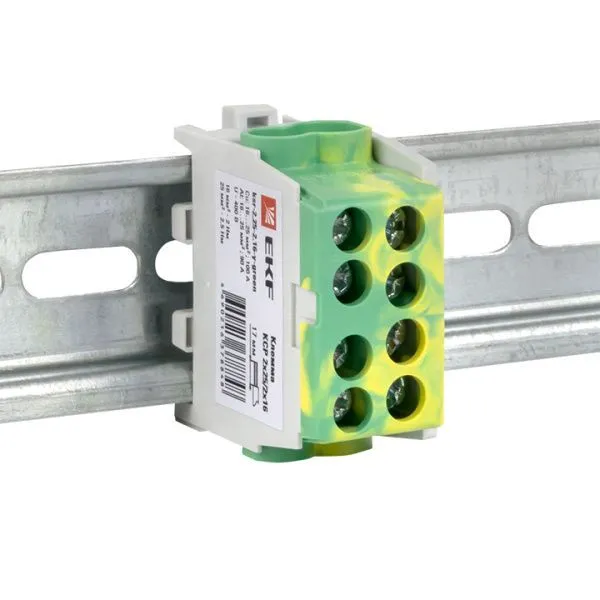 Клемма распределительная КСР с двойным винтом 2x25/2x16 желто-зеленая EKF