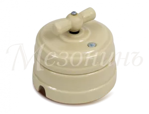 Выключатель ретро фарфоровый поворотный на четыре положения (2-х клавишный, в компл с подъемн GE70401-02