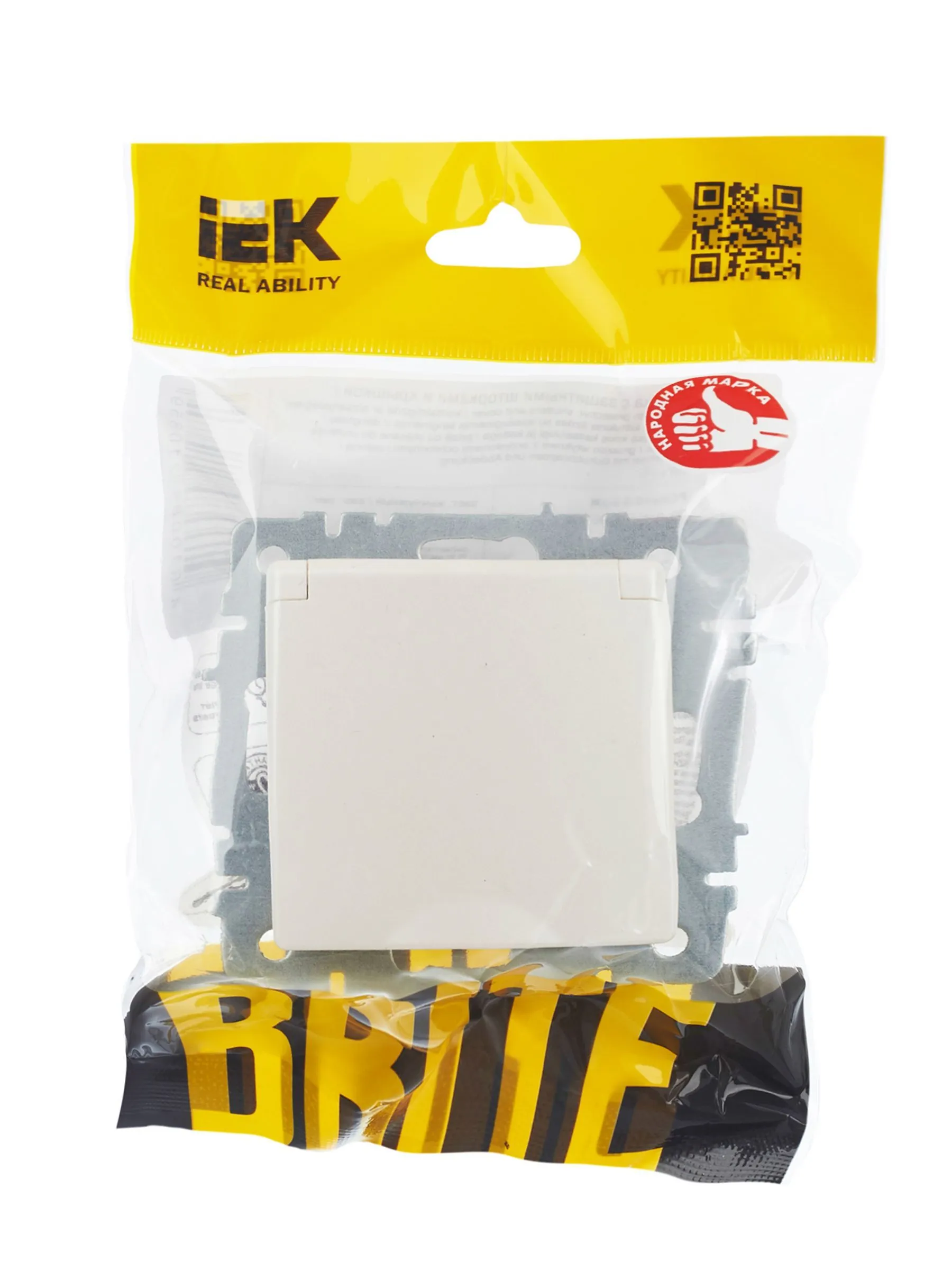 BRITE Розетка 1-местная с заземлением с защитными шторками и крышкой 16А IP20 РСбш10-3-БрЖ жемчуг IEK - Фото 8