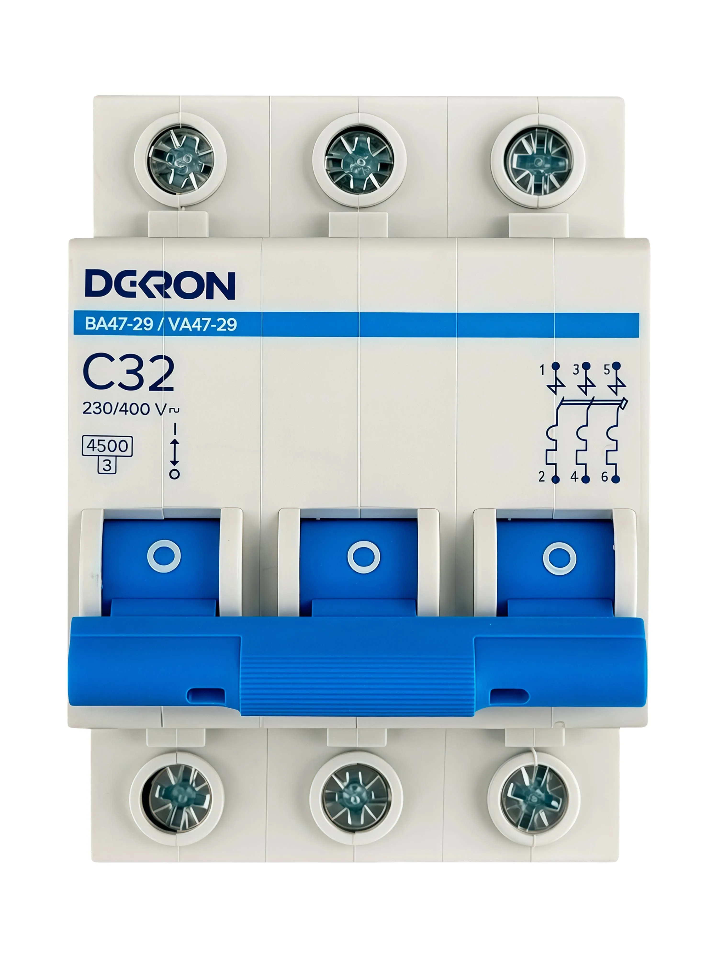 Автоматический выключатель ВА47-29 3P С32A 4,5кА mcb29-3-C32-dek
