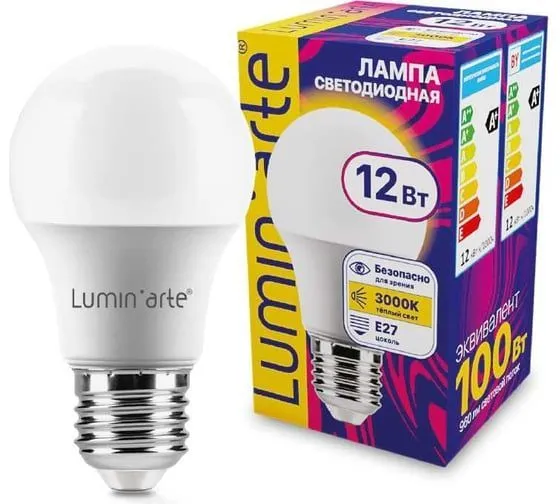 Светодиодная лампа Luminarte LSTD-A60-12W3KE27 12Вт 3000K E27 LSTD-A60-12W3KE27