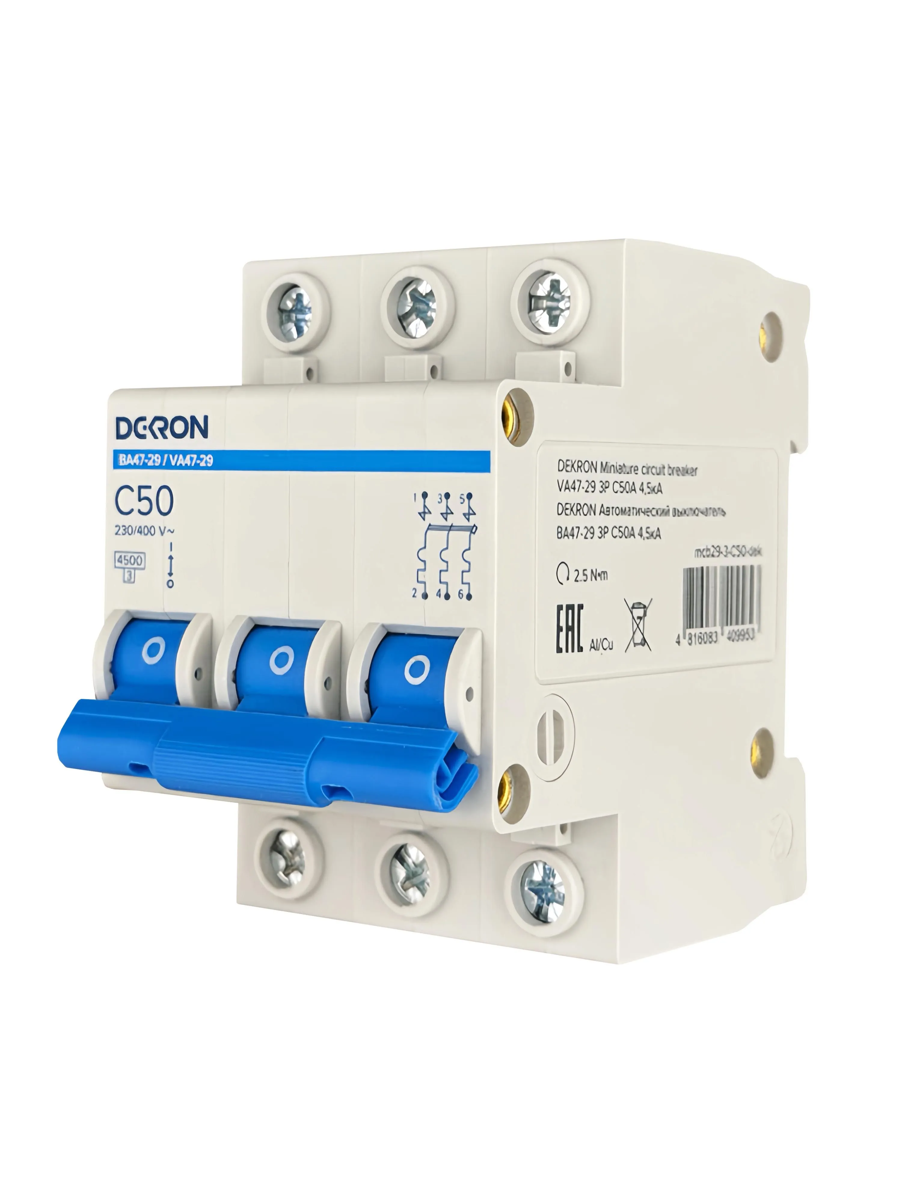 Автоматический выключатель ВА47-29 3P С50A 4,5кА - Фото 2