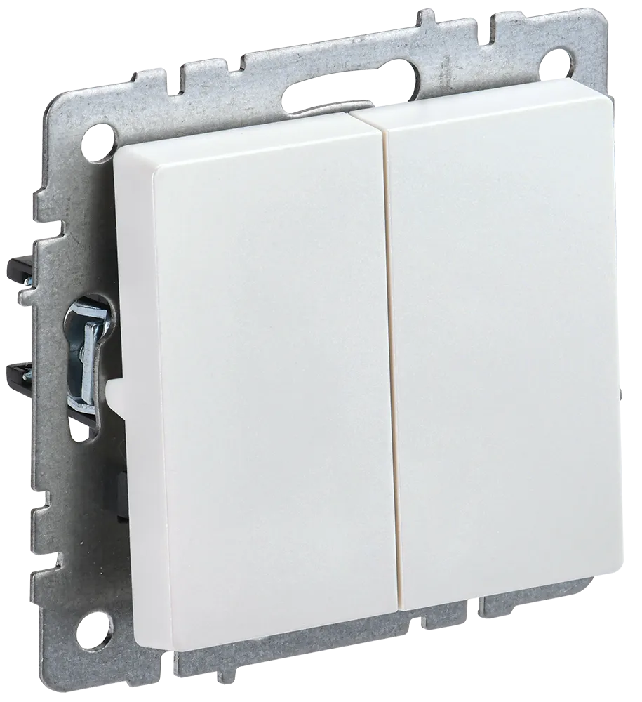 BRITE Выключатель 2-клавишный проходной 10А ВС10-2-6-БрЖ жемчуг IEK