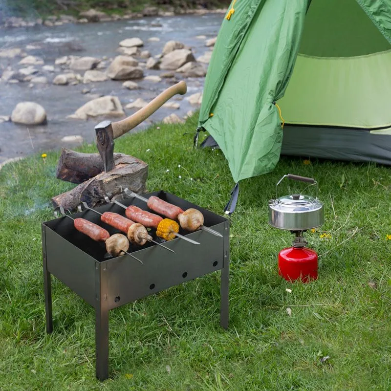 Мангал сборный Эконом 400х250х400мм, с 6 шампурами, в гофрированной картонной коробке СОКОЛ - Фото 4