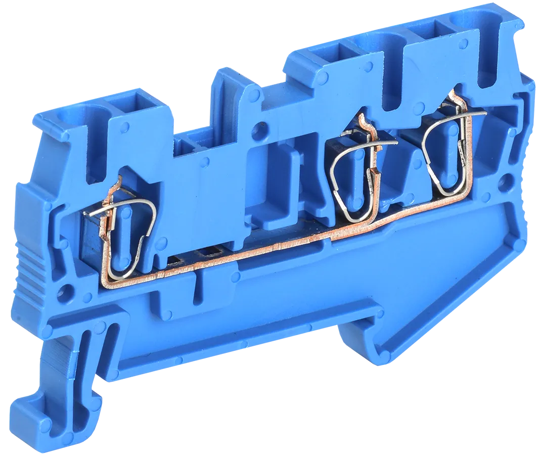 Клемма пружинная КПИ 3в-2,5 3 вывода 31А синяя IEK