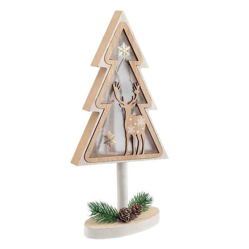 Деревянная фигурка с подсветкой Елка на подставке 14,5х5х30 см - Фото 5