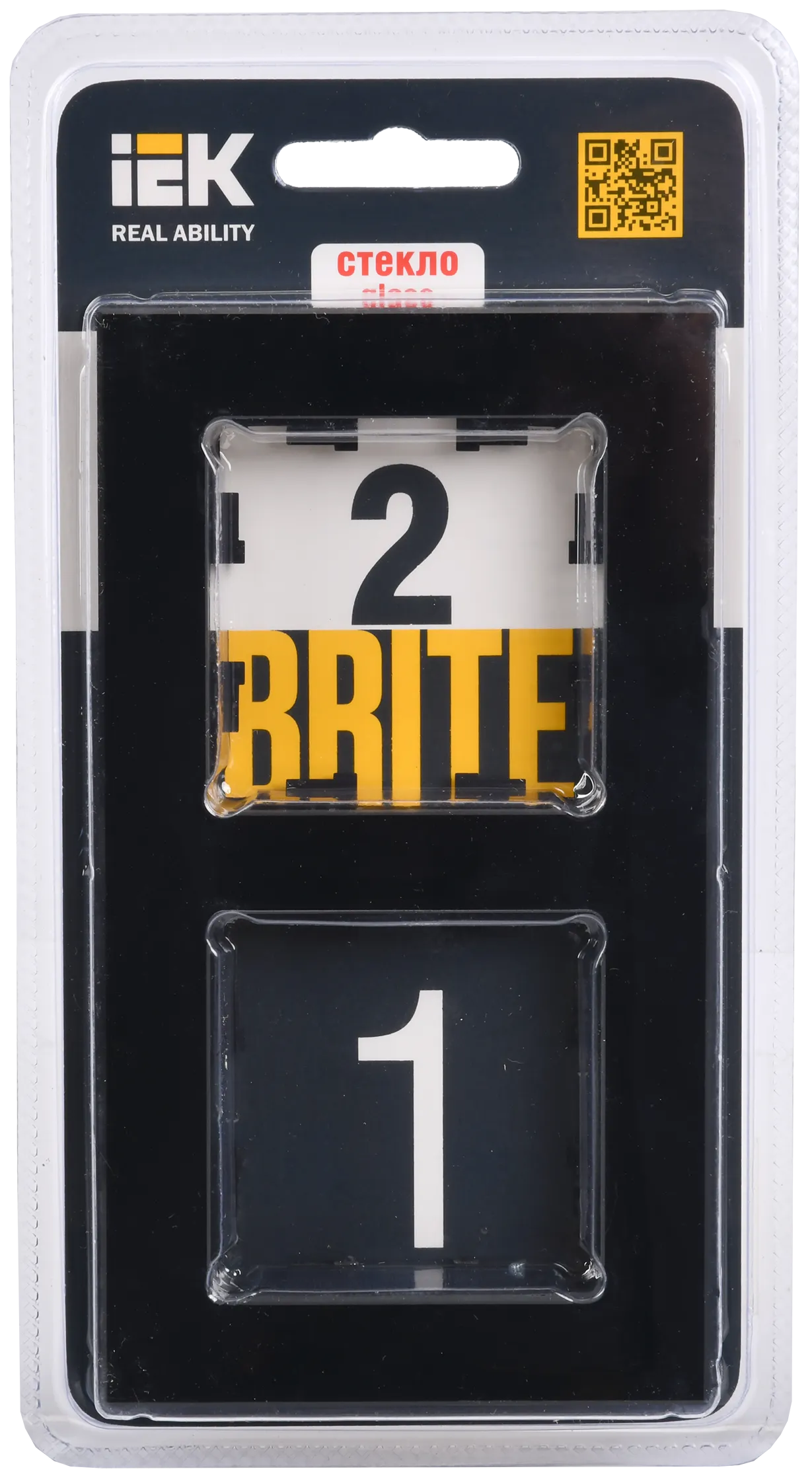 BRITE Рамка 2 -местная РУ-2-2-БрЧ стекло черный IEK - Фото 2