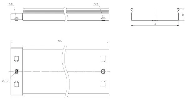 Лоток неперф. 50х100х3000-0,55 мм EKF