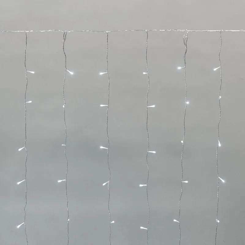 Гирлянда Дождь светодиодный 2х3м, эффект мерцания, прозрачный провод, IP44, 230В, диоды БЕЛЫЕ, 300LED NEON-NIGHT